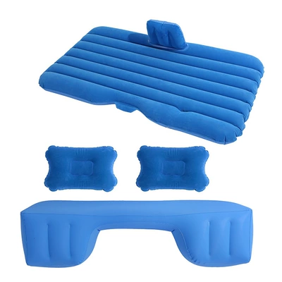 rear seat air cushion bed rear, Vehicle-mounted inflatable bed - split-straight-stripe-flocking-blue