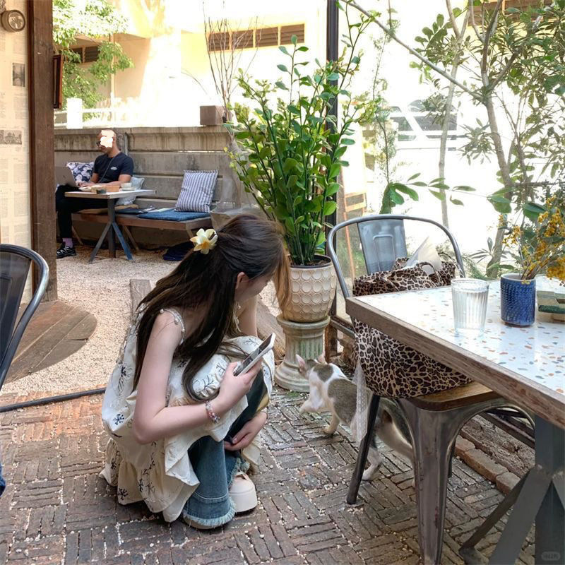 日系复古森系设计感植物刺绣吊带连衣裙甜美宽松百搭短裙夏季女装|undefined