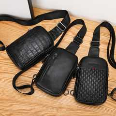 Leather crossbody bag with cowhide top layer, phone bag with double zipper, casual shoulder bag, crossbody bag, multifunctional small backpack