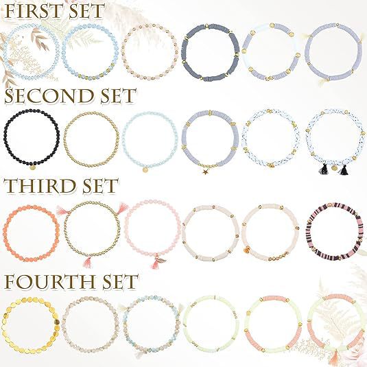 Clay bohemian style disc bracelet, y2g aesthetic stacked bohemian surfing bracelet