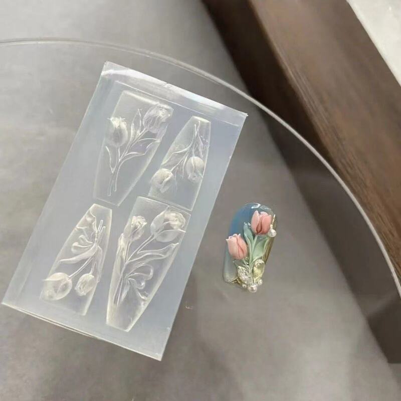 高透明ネイルアートシリコンモールドチューリップモールドフラワーサマーシンプルネイルアート専用ツールネイルアートデコレーションモールド|undefined