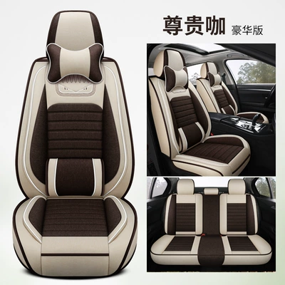 Fully Enclosed Cotton and Linen — Universal seat cover - deluxe-edition-premium-coffee-a-complete-set-of-five-seats
