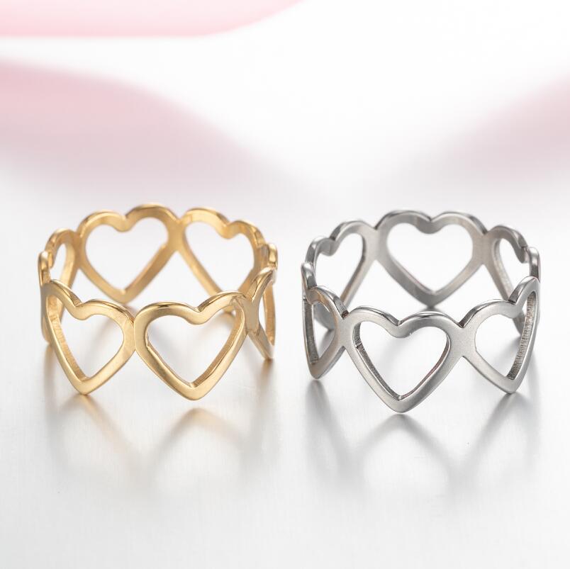 Women's Fashion Heart Stainless Steel No Inlaid Stainless Steel Rings display picture 3
