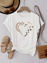 J 72405 Crew Neck Heart Print T-Shirt ����ͼ��T�� �羳