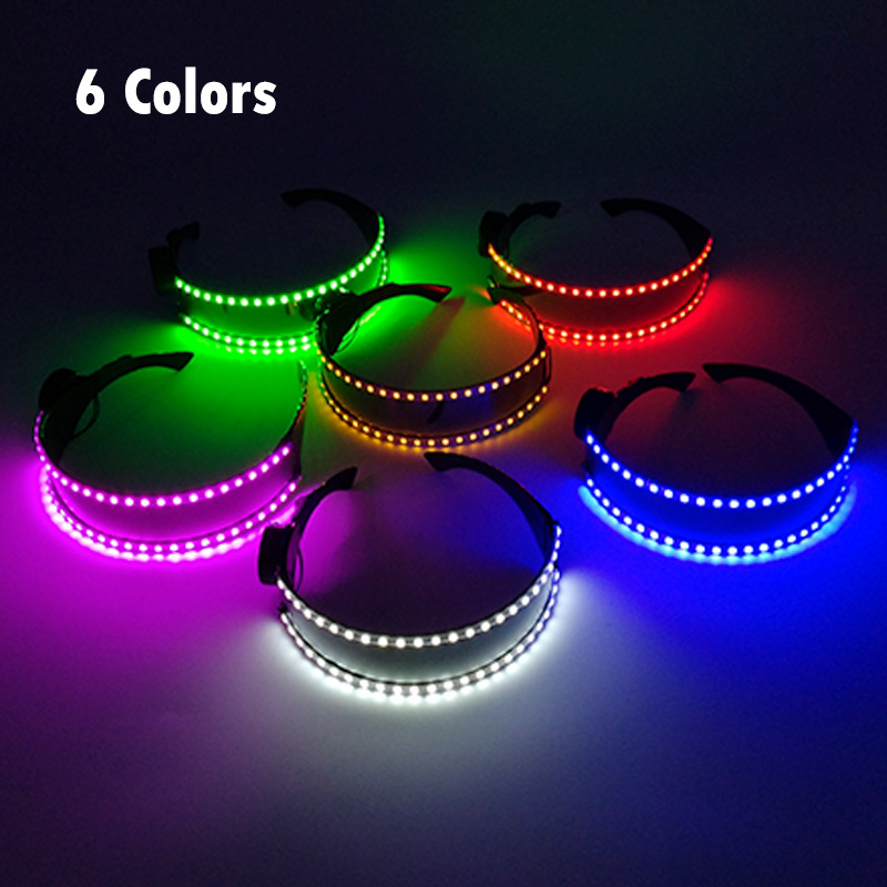 Gafas LED semicirculares brillantes, gafas de colores con control remoto para fiestas, discotecas, discotecas geniales, gafas brillantes