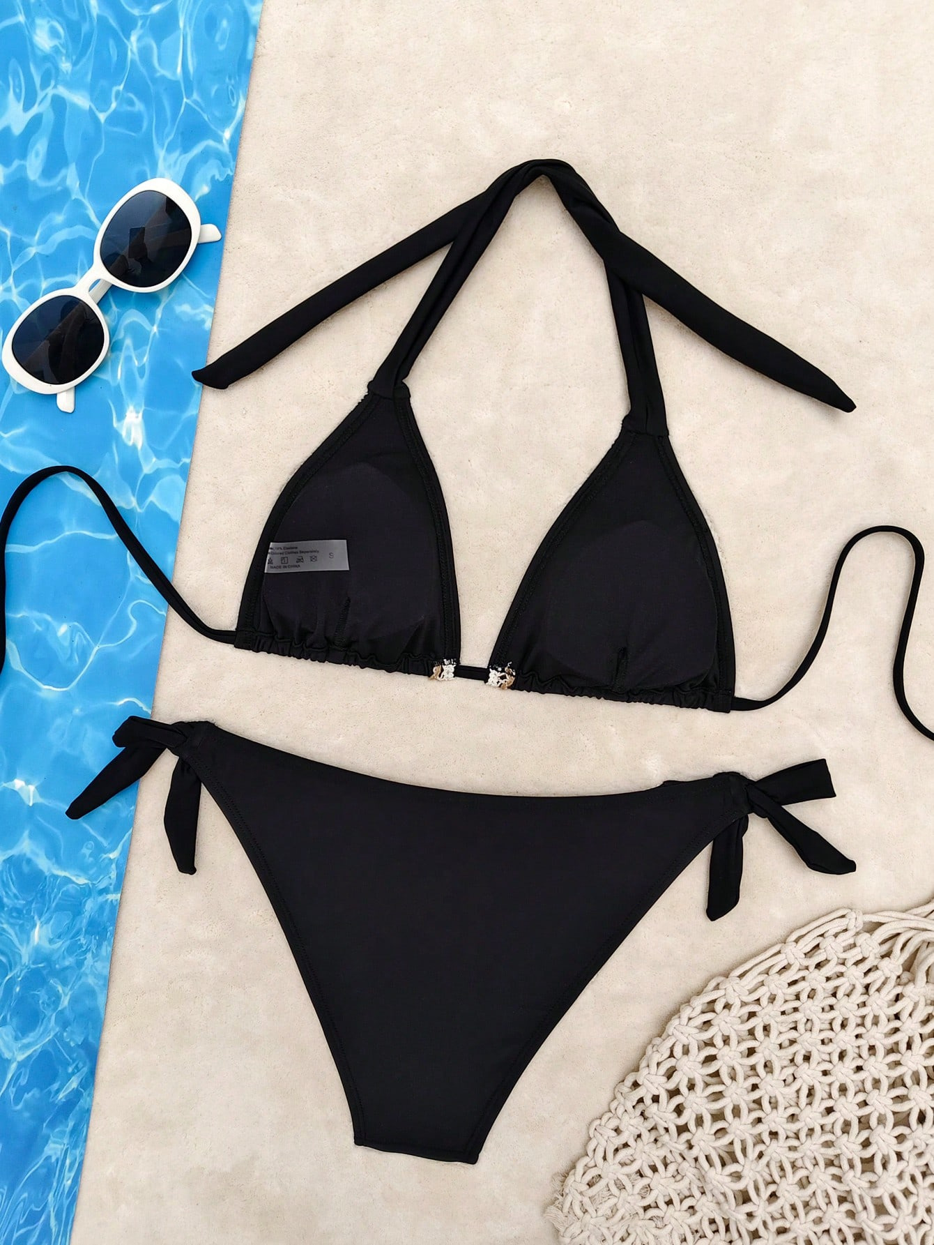 Women's Solid Colour Lace Bikini Set Sexy Beach Swimwear Summer_voghion.com
