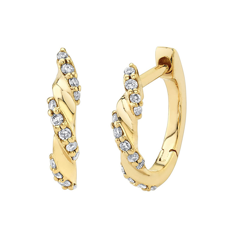 European And American New Geometric Zircon Rotating Diamond Copper Ear Buckle display picture 1