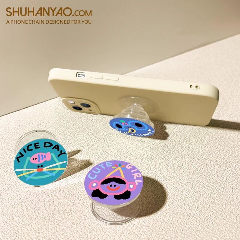 Elefante de dibujos animados circular creativo para el soporte de airbag de teléfono móvil pegado rotativo 360 retráctil perezoso persiguiendo el drama de escritorio