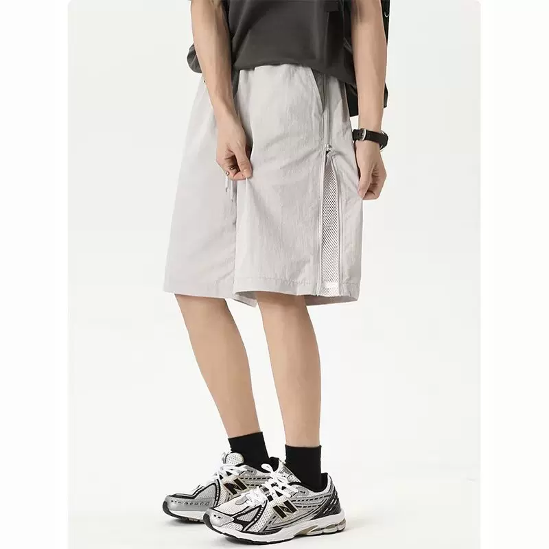 2025夏季男士镂空短裤美式薄款宽松速干沙滩裤青少年潮流工装裤衩