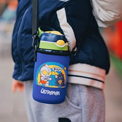 Ultra Man Children's Water Cup Student Tritan Plastic Summer Portable Straw Cup Cute Outdoor Sports Water Bottle