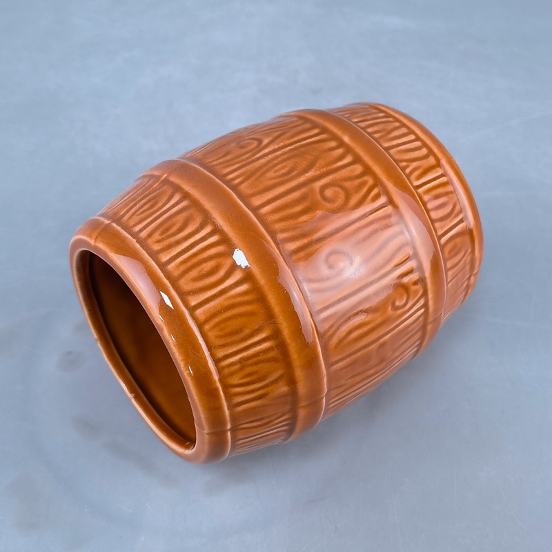 Taza de cóctel de Hawaii taza de barril de cerámica relieve taza de barril de vino taza de vinos retrógrado taza de tikki taza detiki