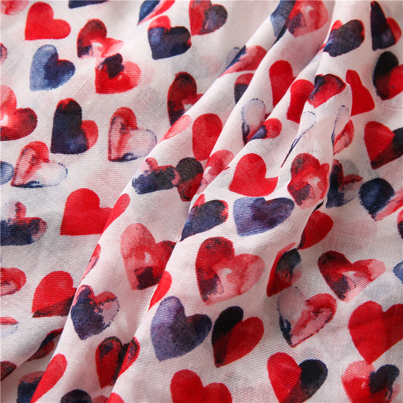 New Sweet Red Love Cotton And Linen Scarf display picture 8