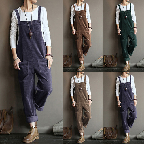 Autumn/Winter eBaywish corduroy solid color casual long waistband pants