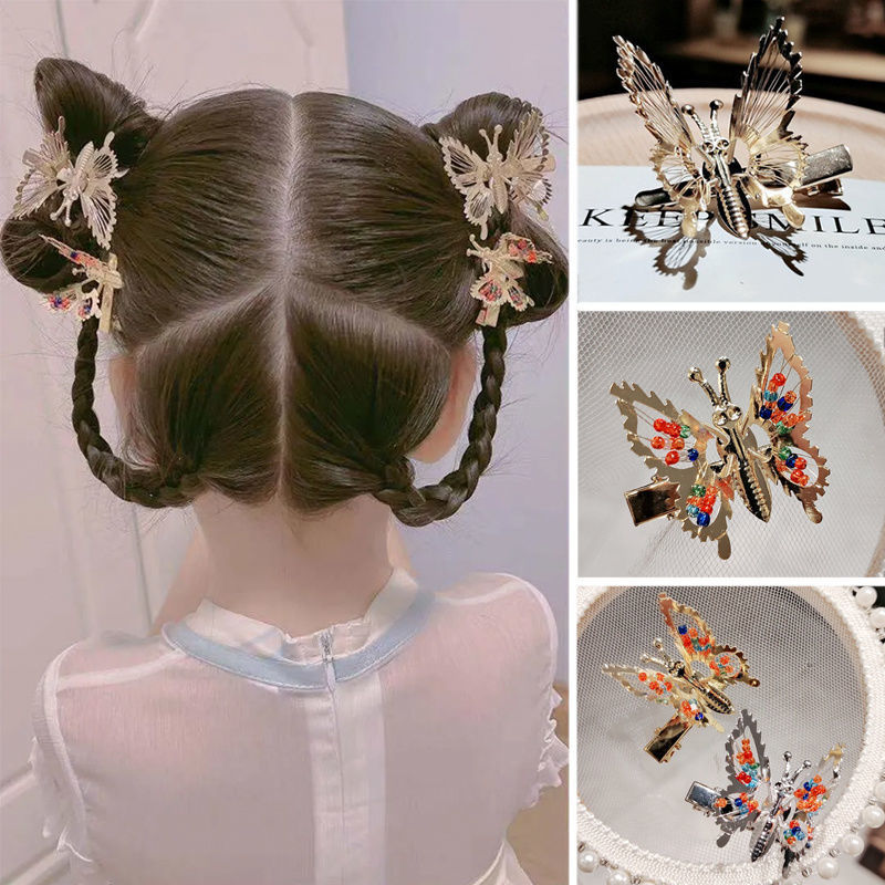 Fapai Childhood butterfly Hairpin Retro Sen family Metal Card issuance Versatile Bangs Edge clamp