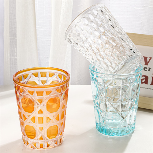 European style colorful plaid creative whiskey cup beer cup hand-engraved cup glass water cup coffee cup foreign wine cup