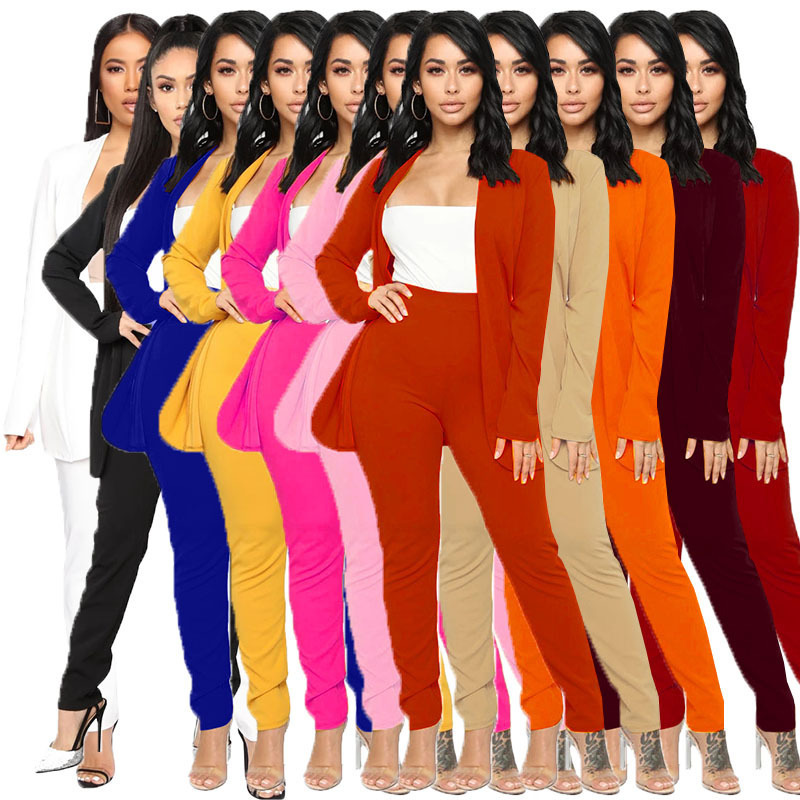 X30 European and American Women's wish OL Fashion Elegant Two-piece Professional Casual Long-sleeved Trousers Small Suit X30 European and American Women's wish OL Fashion Elegant Two-piece Professional Casual Long-sleeved Trousers Small Suit