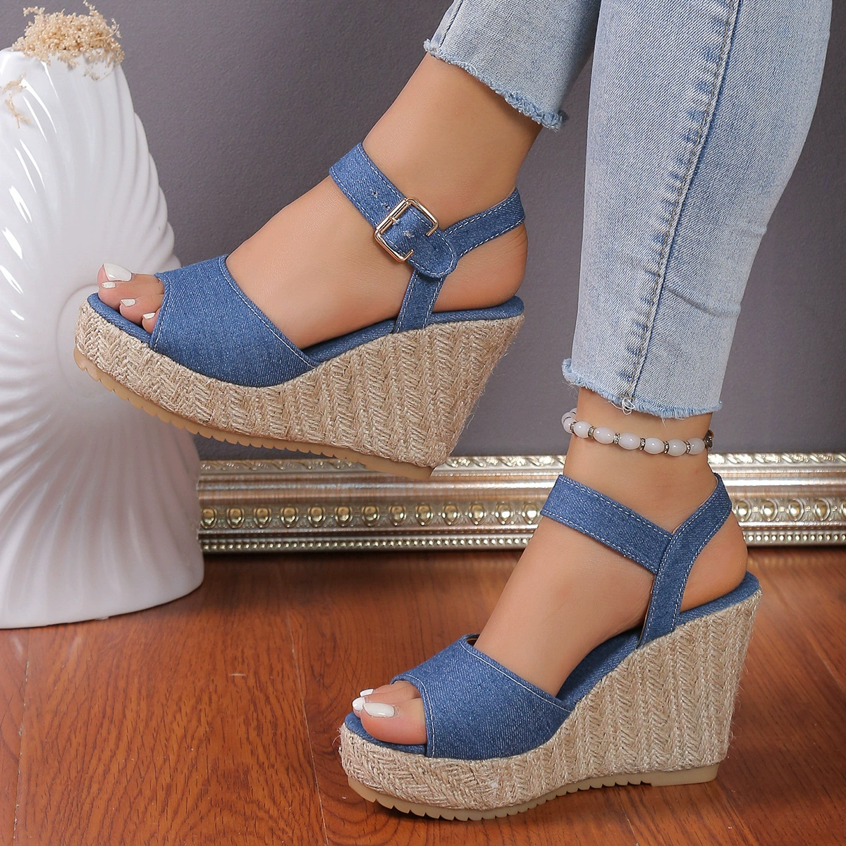 (Cross-border trading), sandals with a strap, straw slippers, European style, plus size