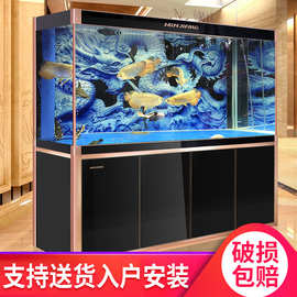 闽江大型鱼缸水族箱底滤家用 客厅1.2/1.8/1.5/2米