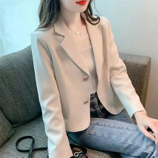Short Short Casual Suit Jacket Women's Spring and Autumn High-end French Style Elegant Slimming Long-sleeved Suit Top