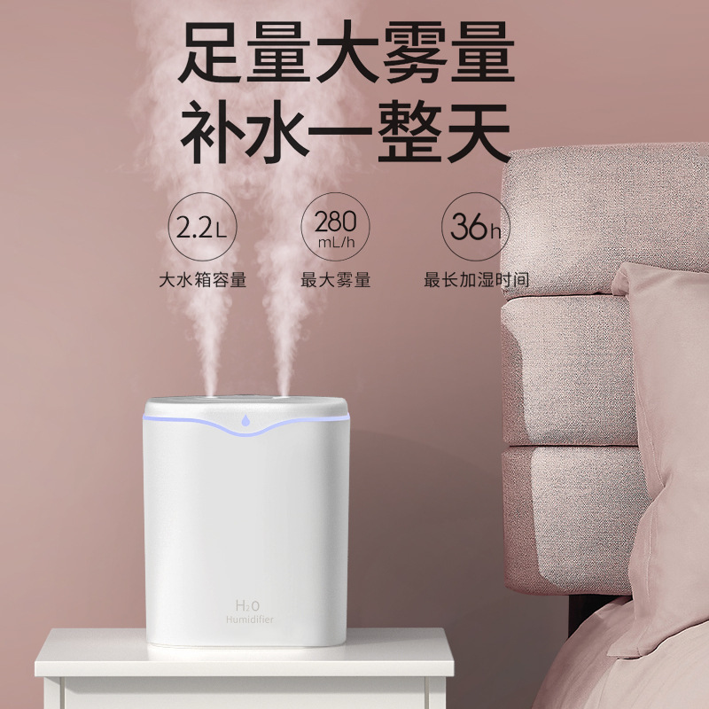 新しいダブルノズル 2L 大容量加湿器オフィス空気水分補給ミュートデスクトップ家庭用加湿器卸売|undefined
