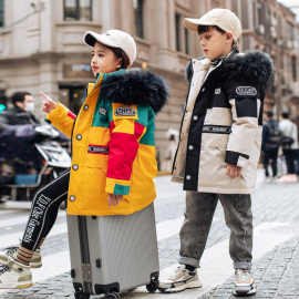 反季清仓儿童羽绒服男童女童中长款2025新款男孩洋气冬季外套帅气