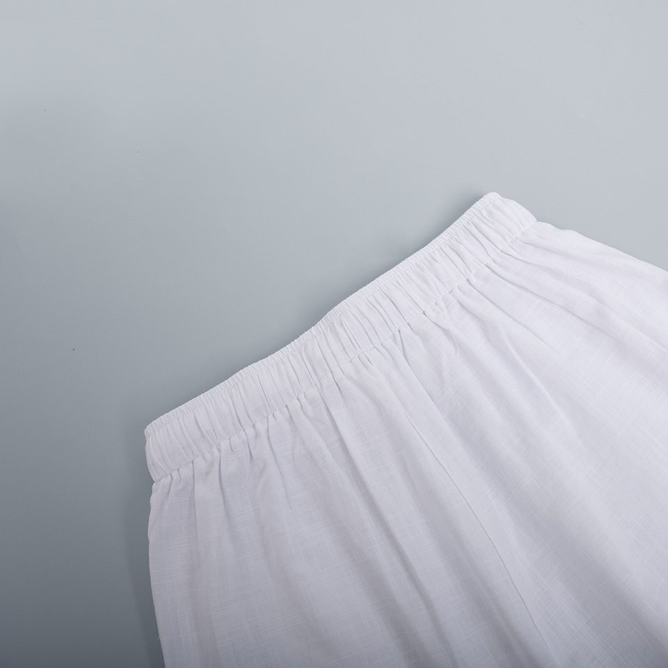 Bộ áo sơ mi dài tay rộng rãi kèm quần dài cotton phong cách thường ngày — Màu trắng nhạt, hồng, màu cà phê, màu trắng chi tiết 46
