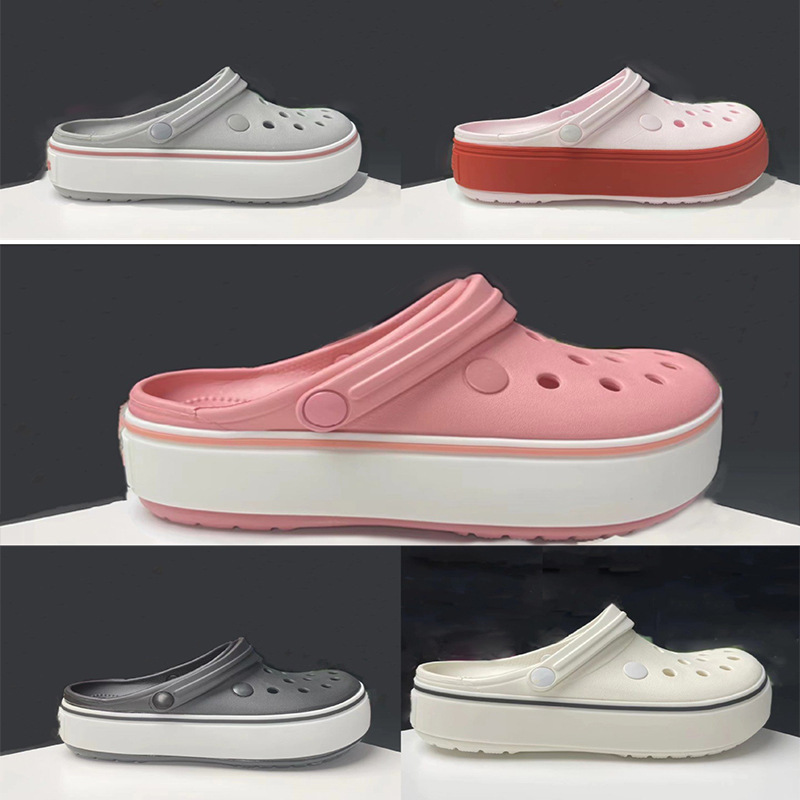 Women's Croc Shoes Thick-Soled Caloban Summer New Rainbow Heightening Anti-Slip Soft-Soled Beach Breathable Sandals