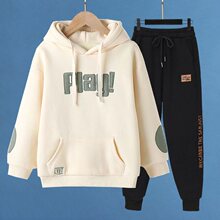 初中生秋冬装两件套连帽宽松卫衣套装少女学院风冬季帽衫套装