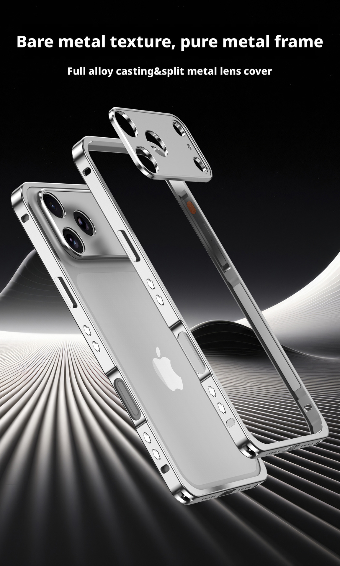 Ốp lưng iPhone viền kim loại tản nhiệt chống sốc dạng khung móc biển — Cam, Bạc, Đen, Xanh chi tiết 9