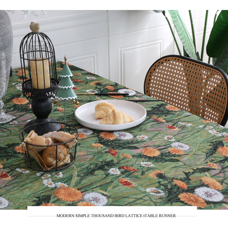 Schöne Elemente American Fresh rechteckige Tischdecke Jacquard Retro grün Stoff Tischdecke Abdeckung_voghion.com