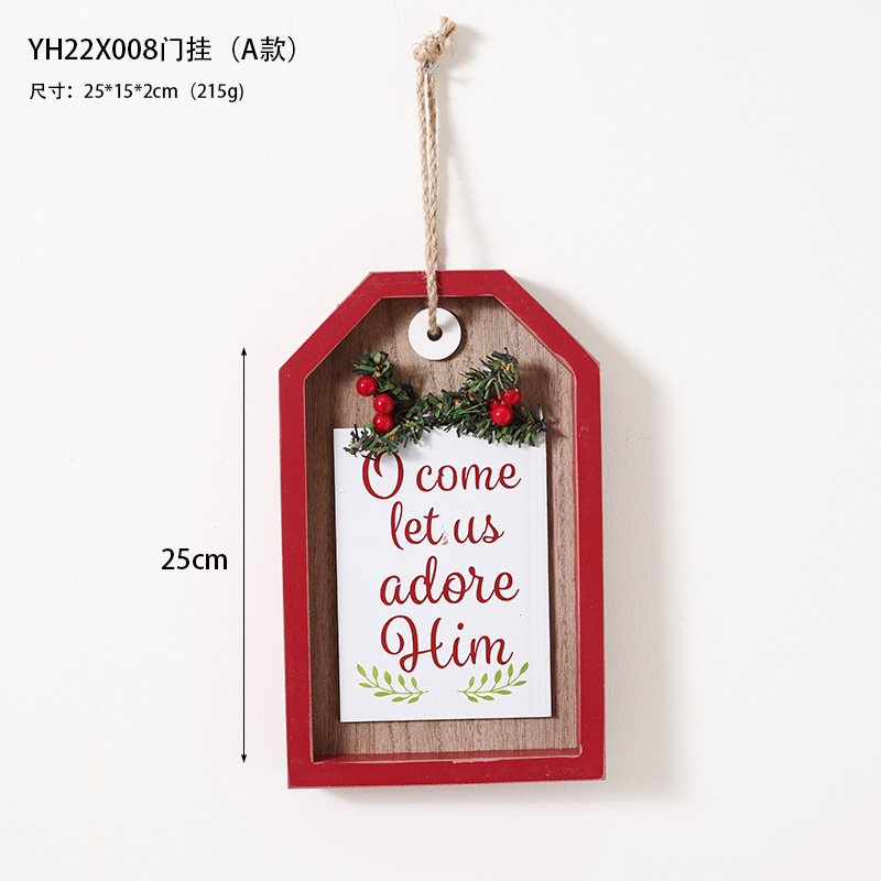 Puerta de madera de Navidad colgante de estilo retro americano colgante de pared puerta de cafeteria colgante de ventana de Navidad escena de disparo de props