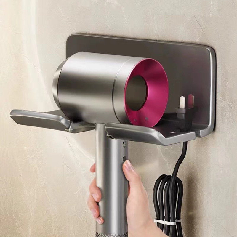 ドライヤーホルダー穴なしトイレ壁掛け式ステンレス製ドライヤースタンド浴室風筒収納棚|undefined