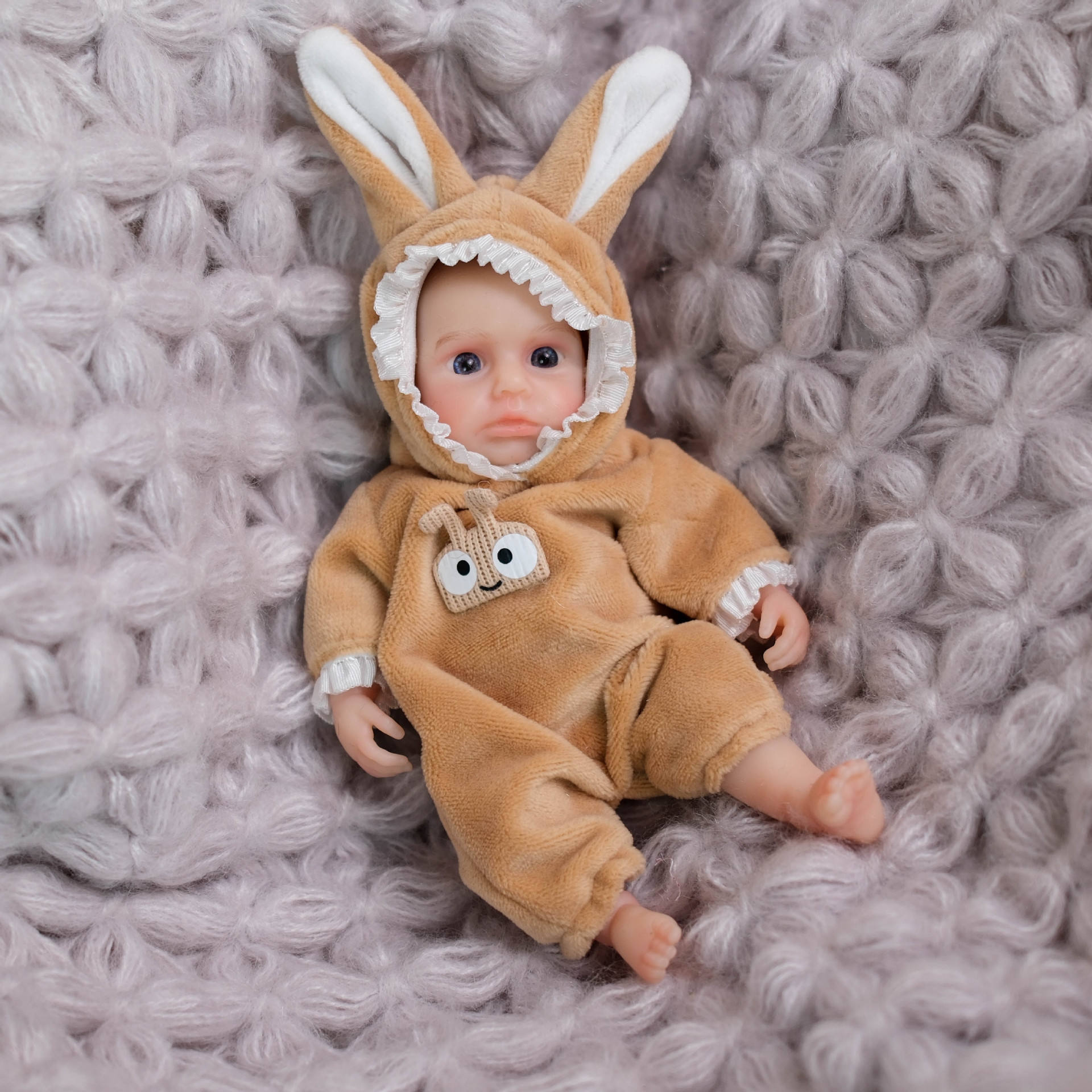 15 cm de peludo orejas ojos abiertos Q bala simulación sólida muñeca renacida para niños Navidad sólida silicona