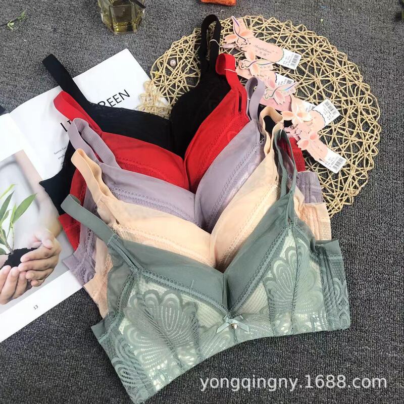 Wholesale supply lace sexy no steel ring adjustable gathered small breasts show large breathable summer ladies underwear cheap