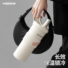 Vanow保温カップ女性大容量車載陶磁器コーヒー随行保氷覇カップ男性子供ストローカップ