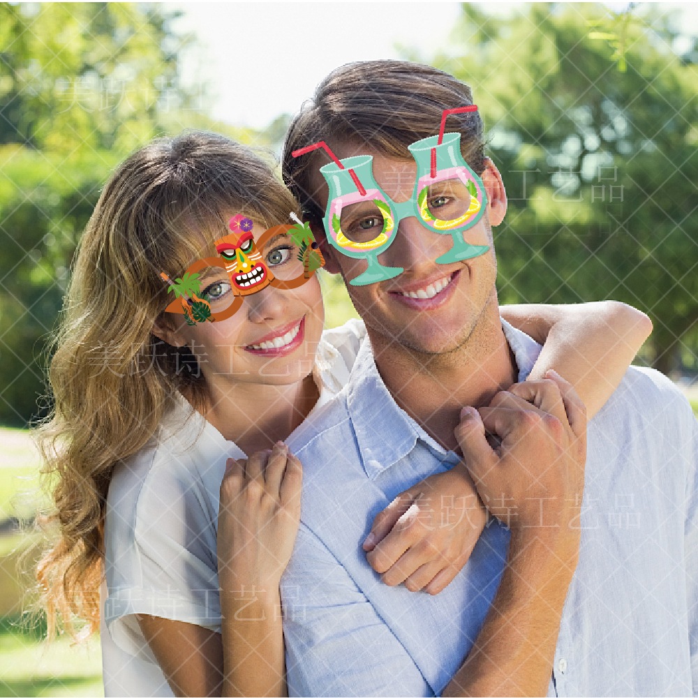 Nuevo Hawaiano gafas foto Decoración Accesorios Flamingo piña gafas verano playa fiesta divertido suministros