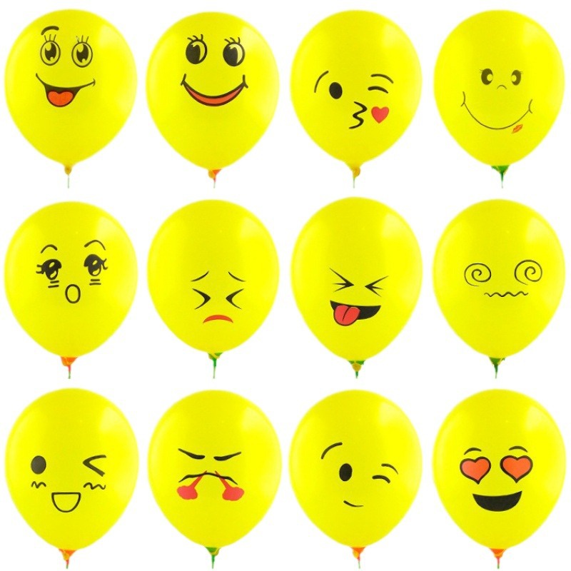 Globo de dibujos animados globo emoji globo amarillo del día del niño de 12 pulgadas globo de juguete puesto empujado globo grueso