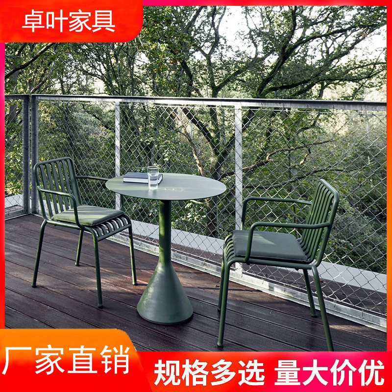 Simple Courtyard Outdoor Table and Chair Colorful Iron Outdoor Leisure Balcony Coffee Milk Tea Shop Internet Popular Small Table and Chair Combination
