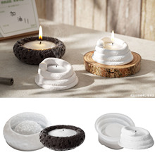 虞美人 DIY圆形太空岩石石纹堆堆蛇香薰石膏蜡烛杯收纳盒硅胶模具