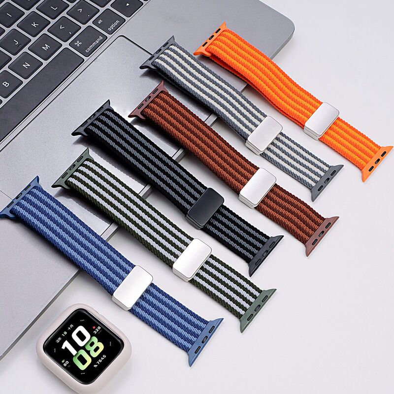 适用ApplewatchS11表带尼龙编织弹力磁吸扣苹果s10华为GT5/4表带|undefined