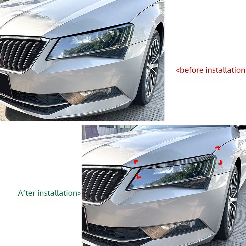 (2개) SKODA SUPERB B8 2016-2018 헤드라이트 눈썹 자동차 스티커 외부 수정