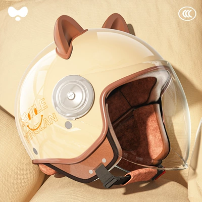 Parent-Child Electric Bike Helmet for | Motosiklet kaskı (dəbilqə) - category-a-new-3c-adult-vitality-apricot-transparent-long-mirror-one-size-fits-all