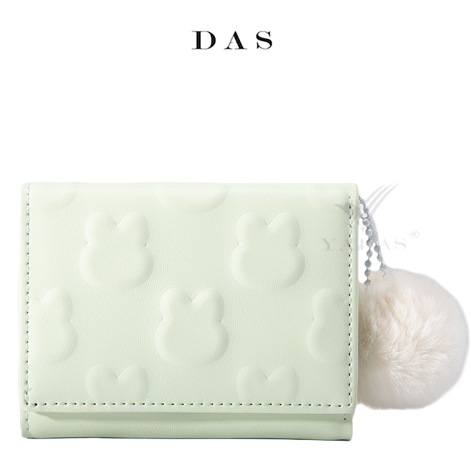 [Bola de piel adornos] Yadas de las mujeres pequeña cartera al por mayor conejo en relieve pu corto monedero cartera