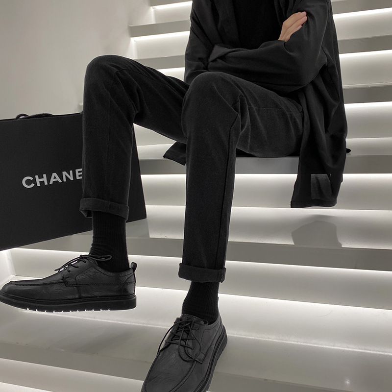 Men's Trousers with Martin Boots Handsome Casual Trousers Fashion Brand Spring New High-end Sense Straight Slim-fit Trousers Men's Trousers with Martin Boots Handsome Casual Trousers Fashion Brand Spring New High-end Sense Straight Slim-fit Trousers
