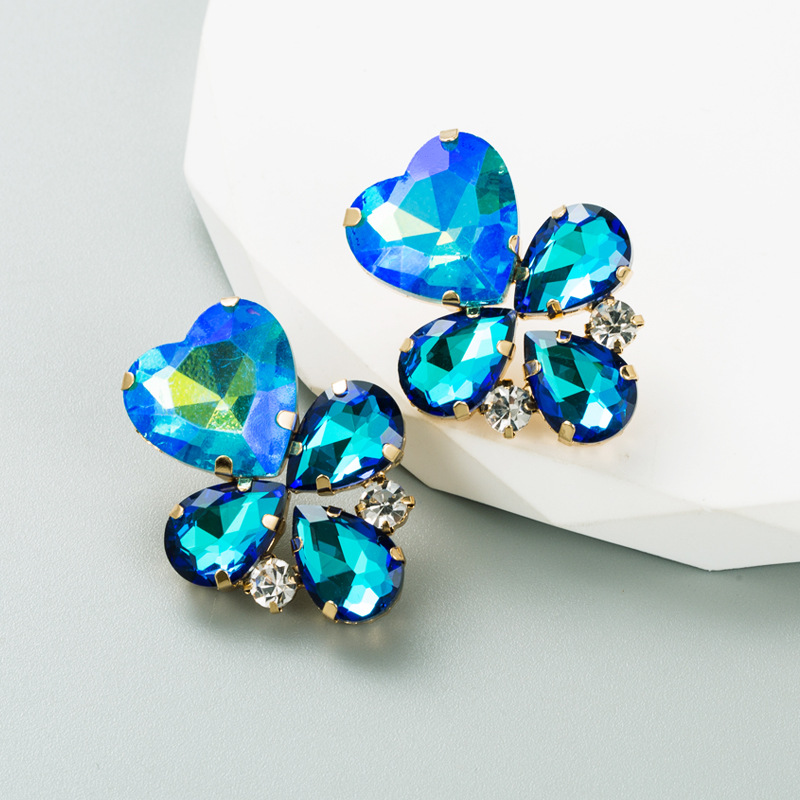 Rhinestones Inlay Material Ins Style Geometric Alloy Gold Plated Rhinestones Women's Earrings 1 Pair