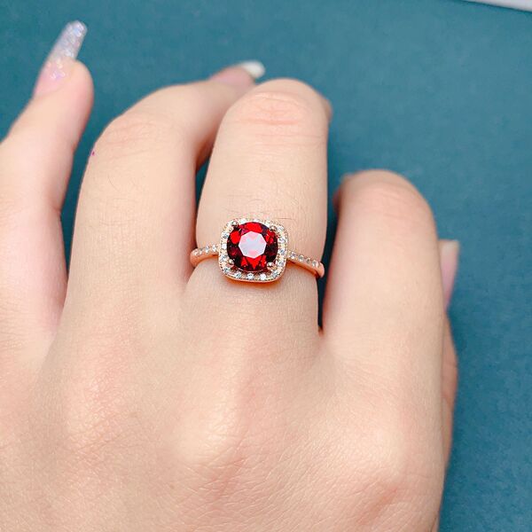 Organic ring with stone from Mozambique pomegranate