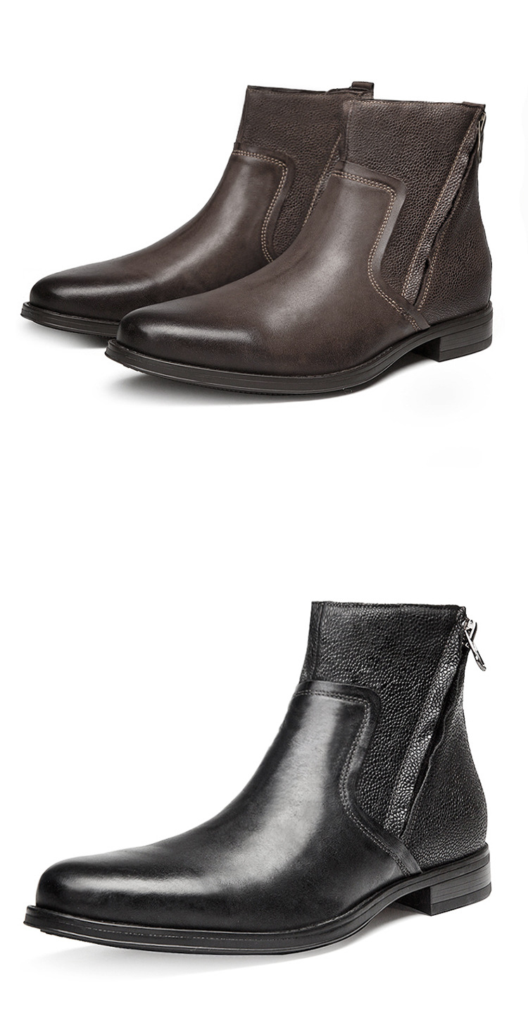 Men's British high tops vintage cowhide painted work boots with top layer_voghion.com