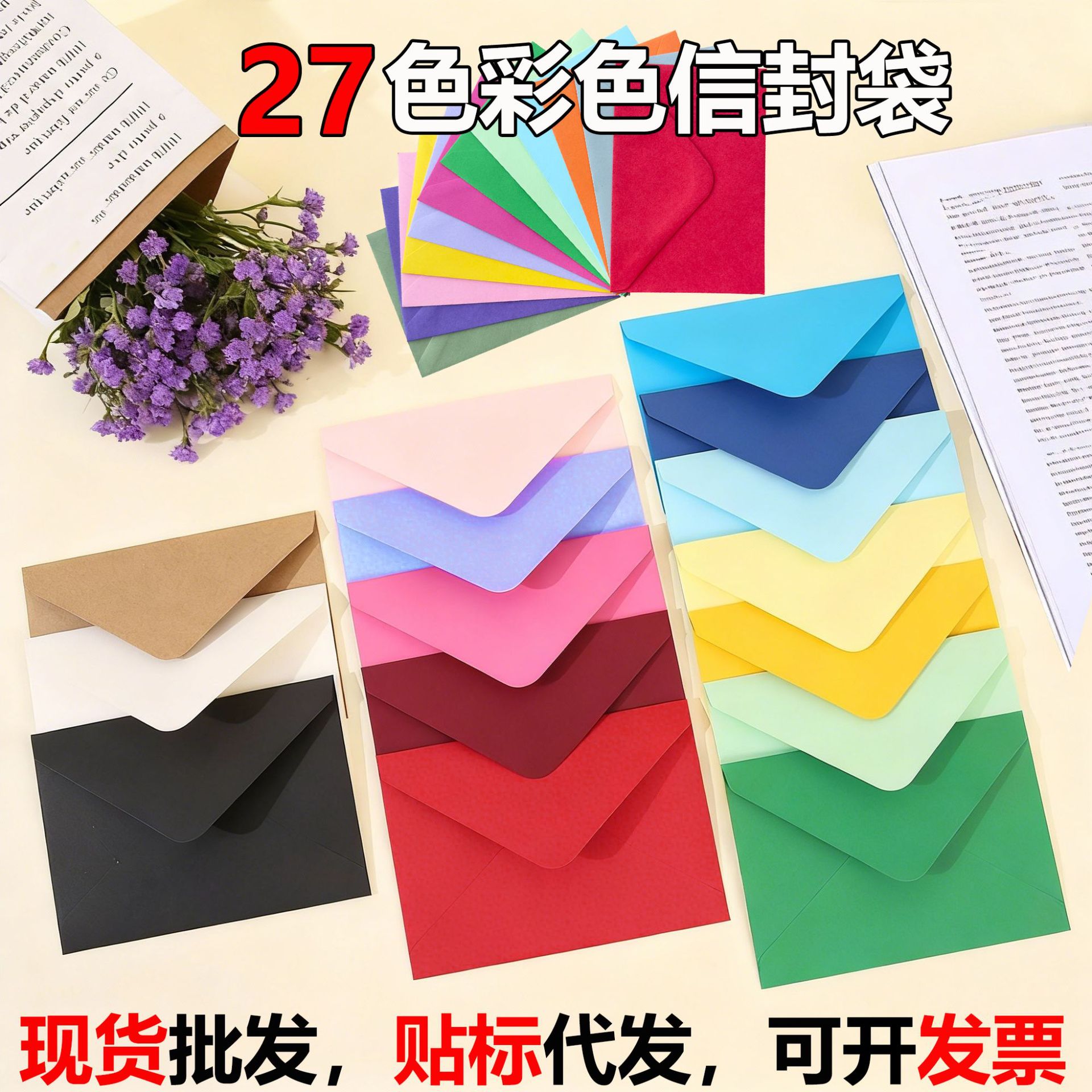 Red Envelope High-End Exquisite Cross-Border Export Simple Pure Color Blank Invitation A7 Greeting Card Envelope Paper Set A4