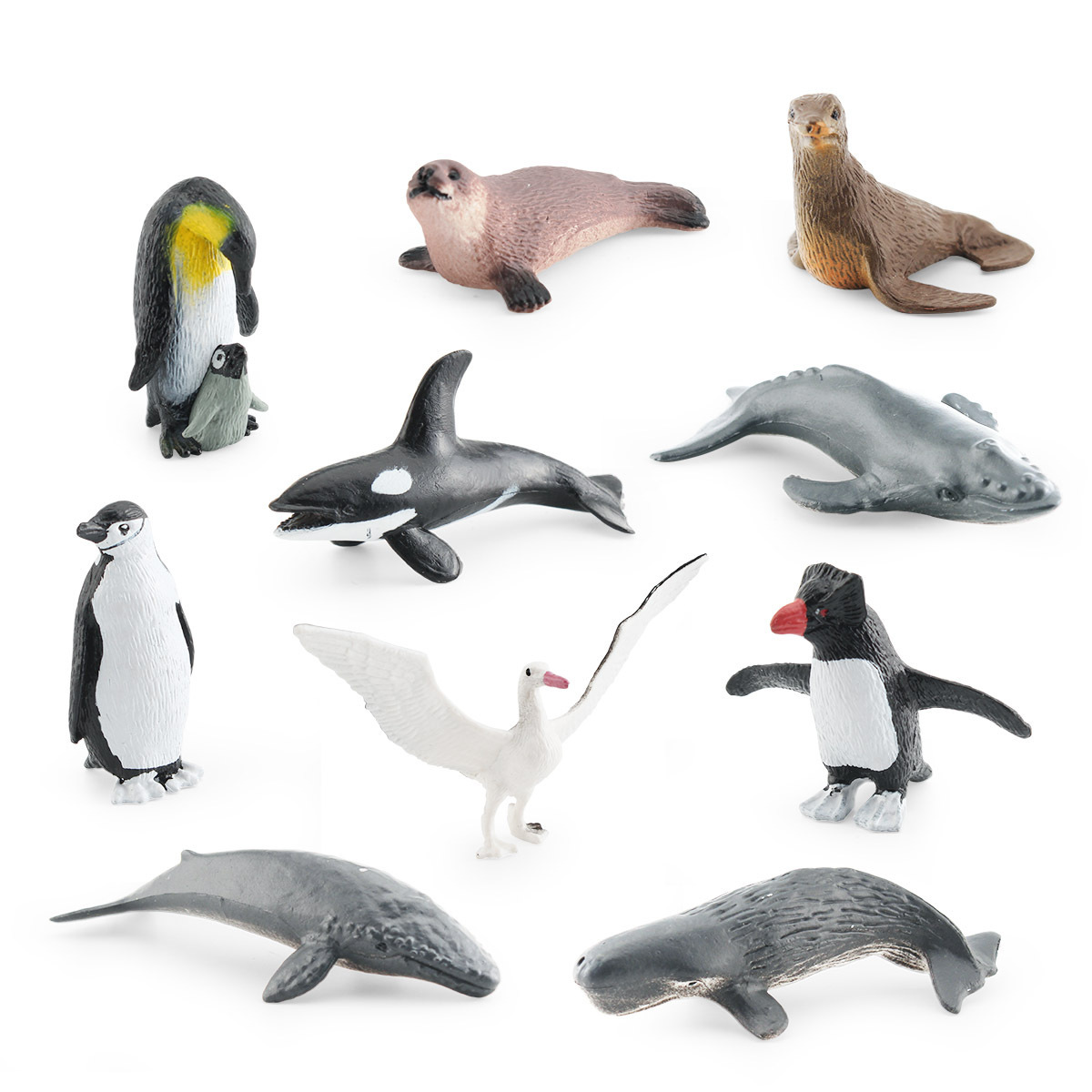 Simulación transfronteriza mini polar animal pingüino Reno ballena tiburón iglú modelo animal escritorio adornos estáticos