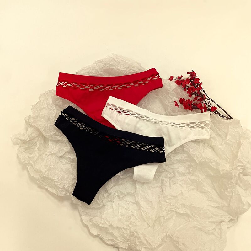 Cross-Border Popular Sexy Fishnet Mid-Waist Sexy Butt-Lifting Briefs Hollow Sports Bra for Women Factory Direct Sale
